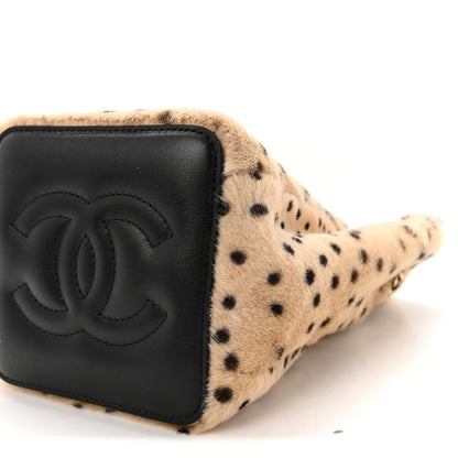 Chanel Pony Hair Cheetah Printed CC Chain Bucket Bag Light Beige Black 10 of 11