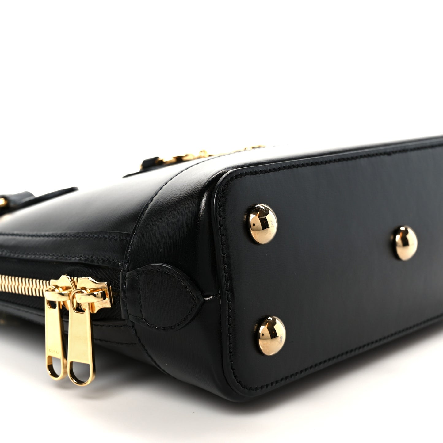 Boarded Plutone Calfskin Small Horsebit 1955 Top Handle Bag Black