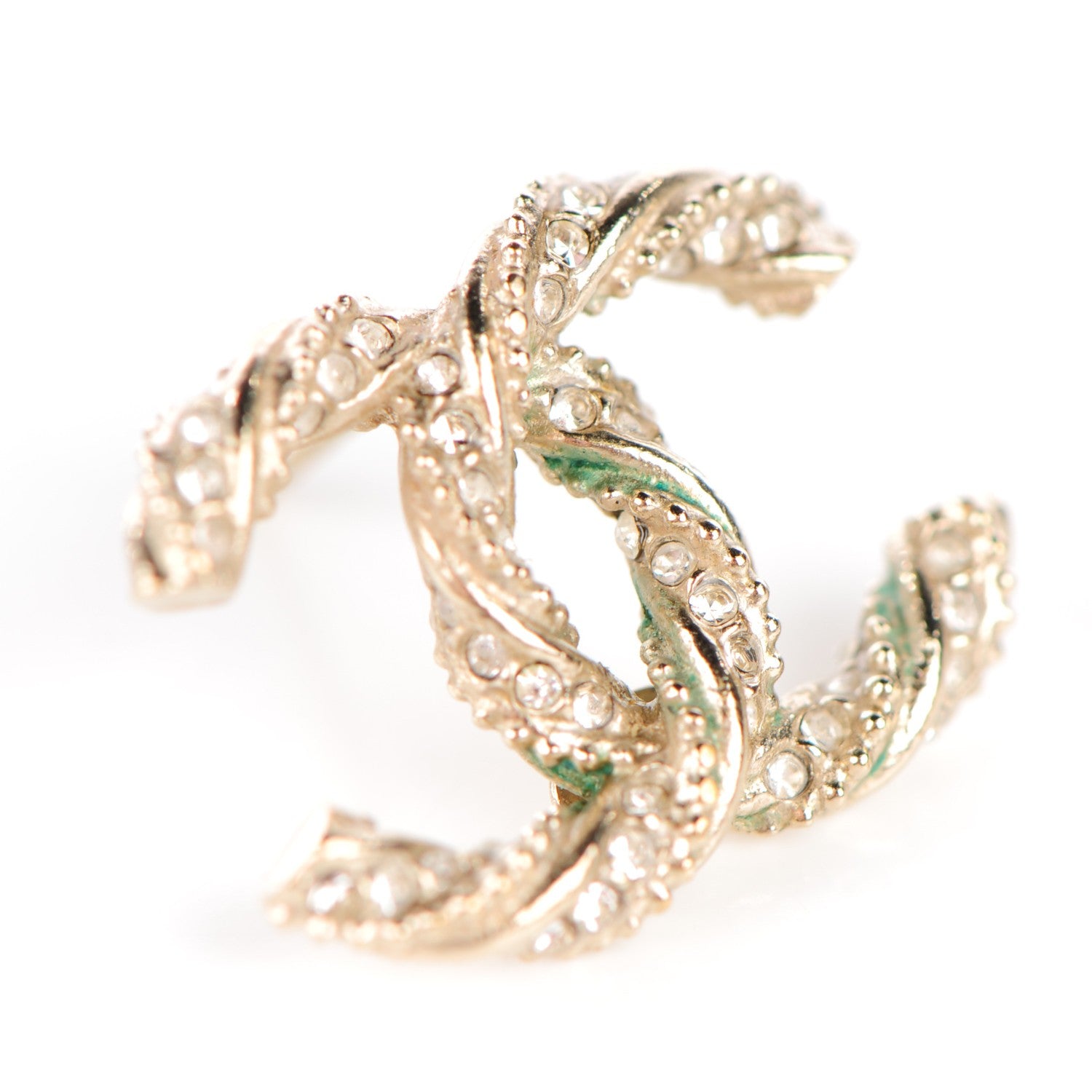 Chanel Crystal Twisted CC Earrings Gold 6 of 7