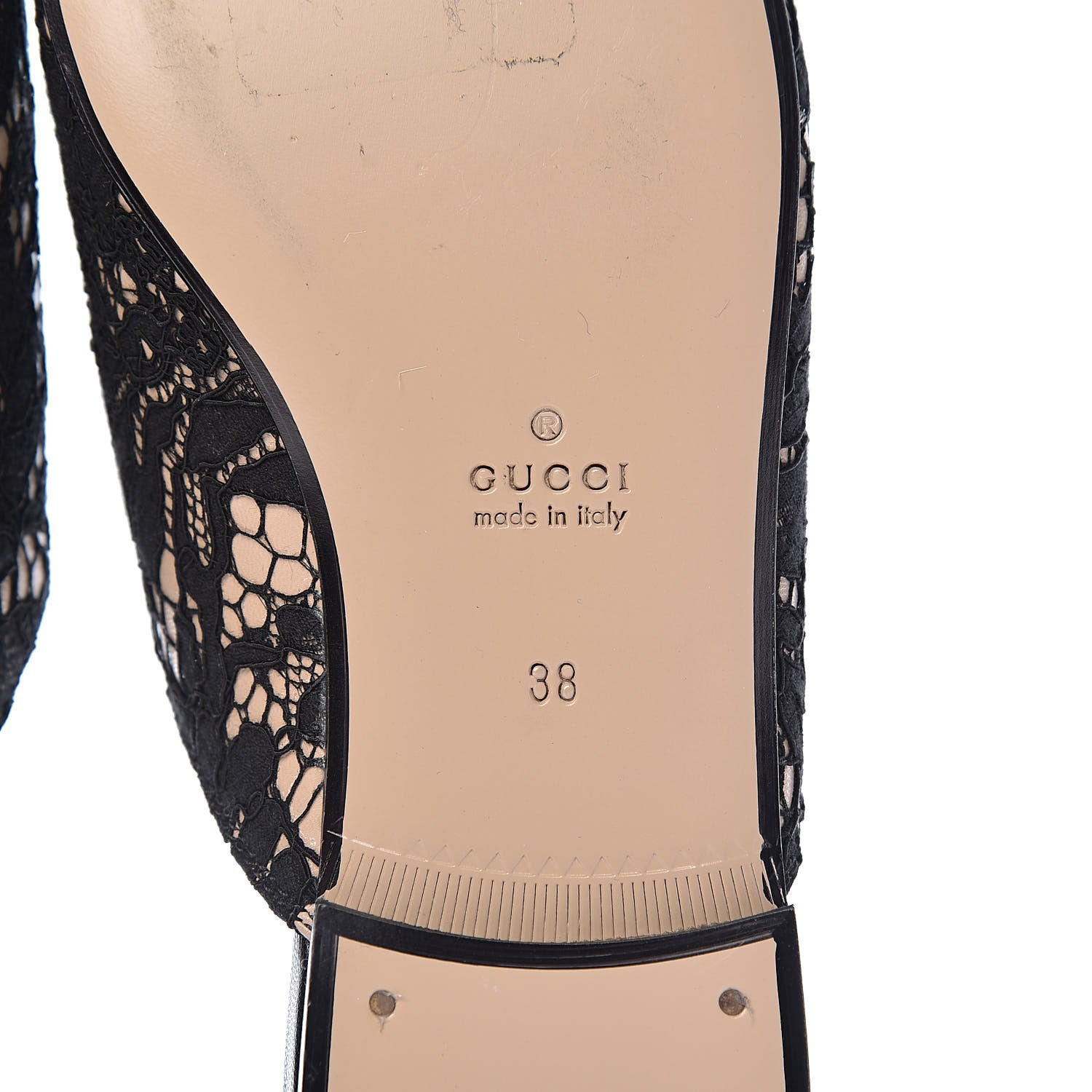 Gucci Lace Malaga Kid Womens Princetown Slippers 36 Black Skin Rose 9 of 10