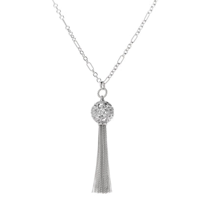 David Yurman Sterling Silver Diamond Tapestry Tassel Necklace 1 of 5