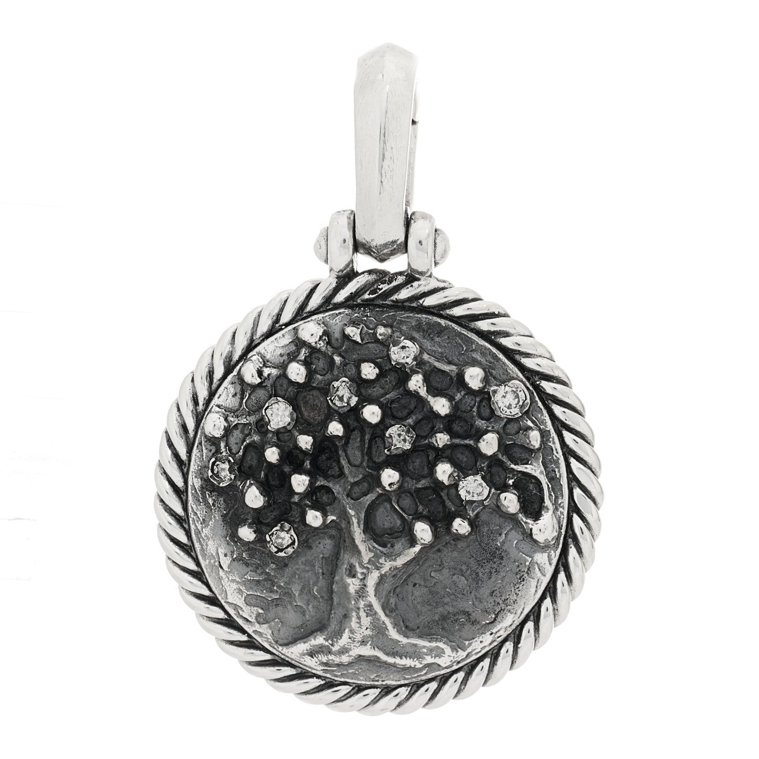 David Yurman Sterling Silver Diamond Cable Collectibles Tree of Life Amulet Pendant 1 of 5
