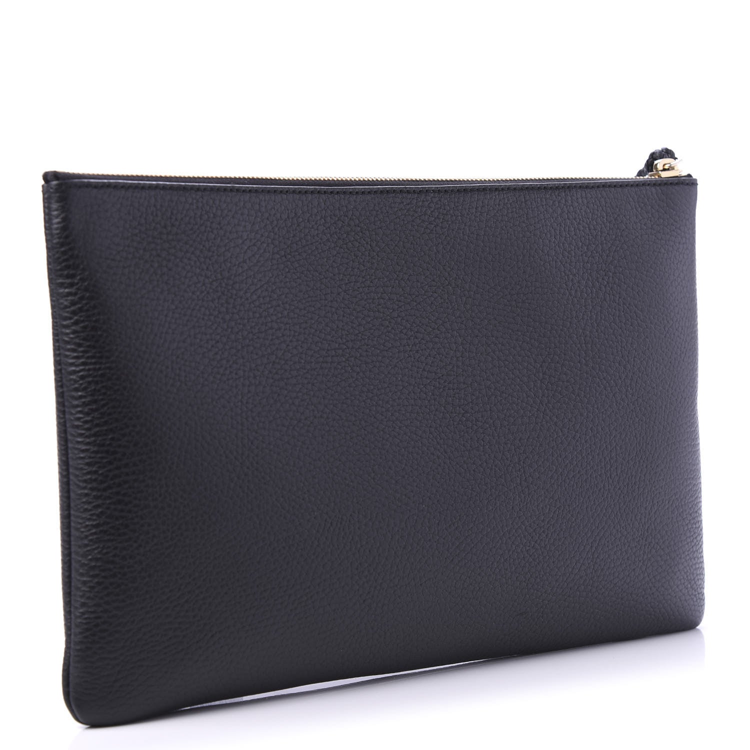 Gucci Pebbled Calfskin Large Bamboo Clutch Black 3 of 11