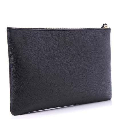 Gucci Pebbled Calfskin Large Bamboo Clutch Black 3 of 11