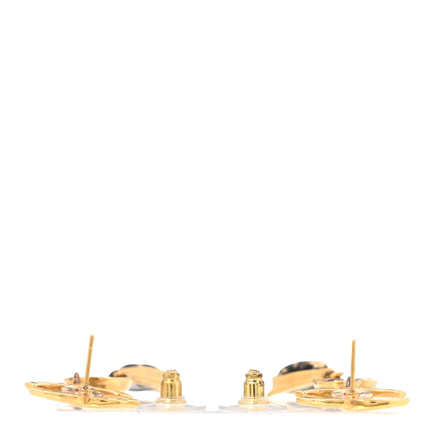 Resin CC Drop Earrings Gold Black
