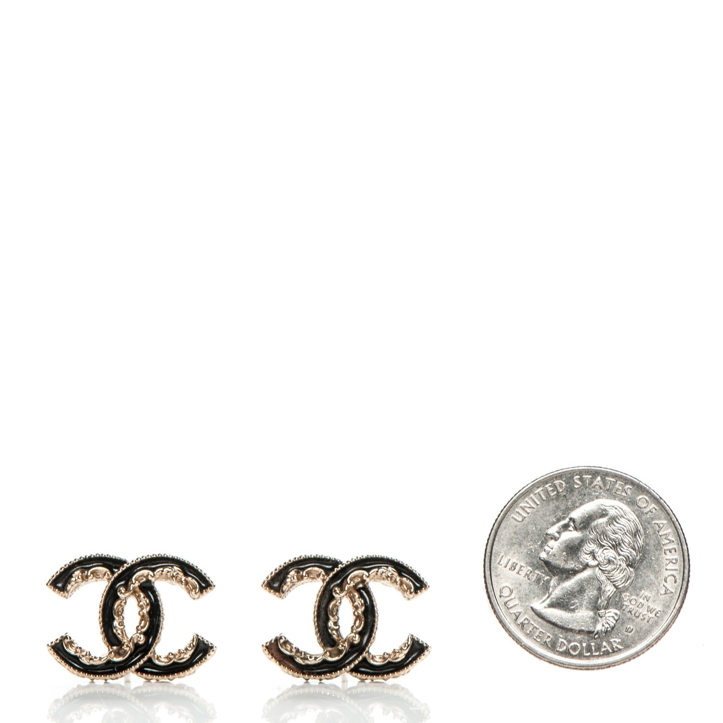 Enamel CC Baroque Earrings Black Gold