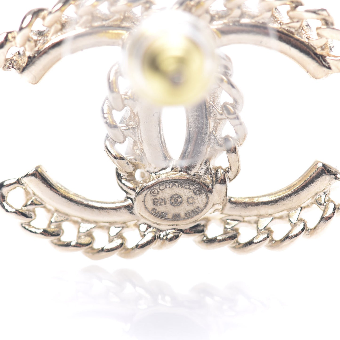 Crystal Chain CC Earrings Gold