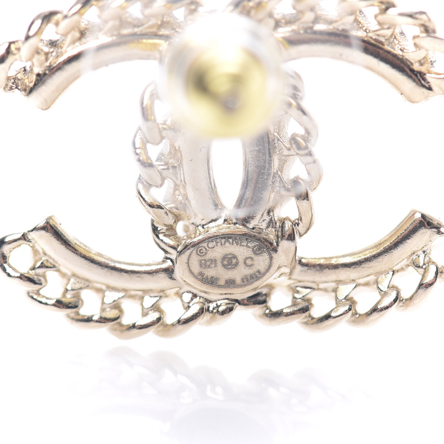 Chanel Crystal Chain CC Earrings Gold 3 of 5