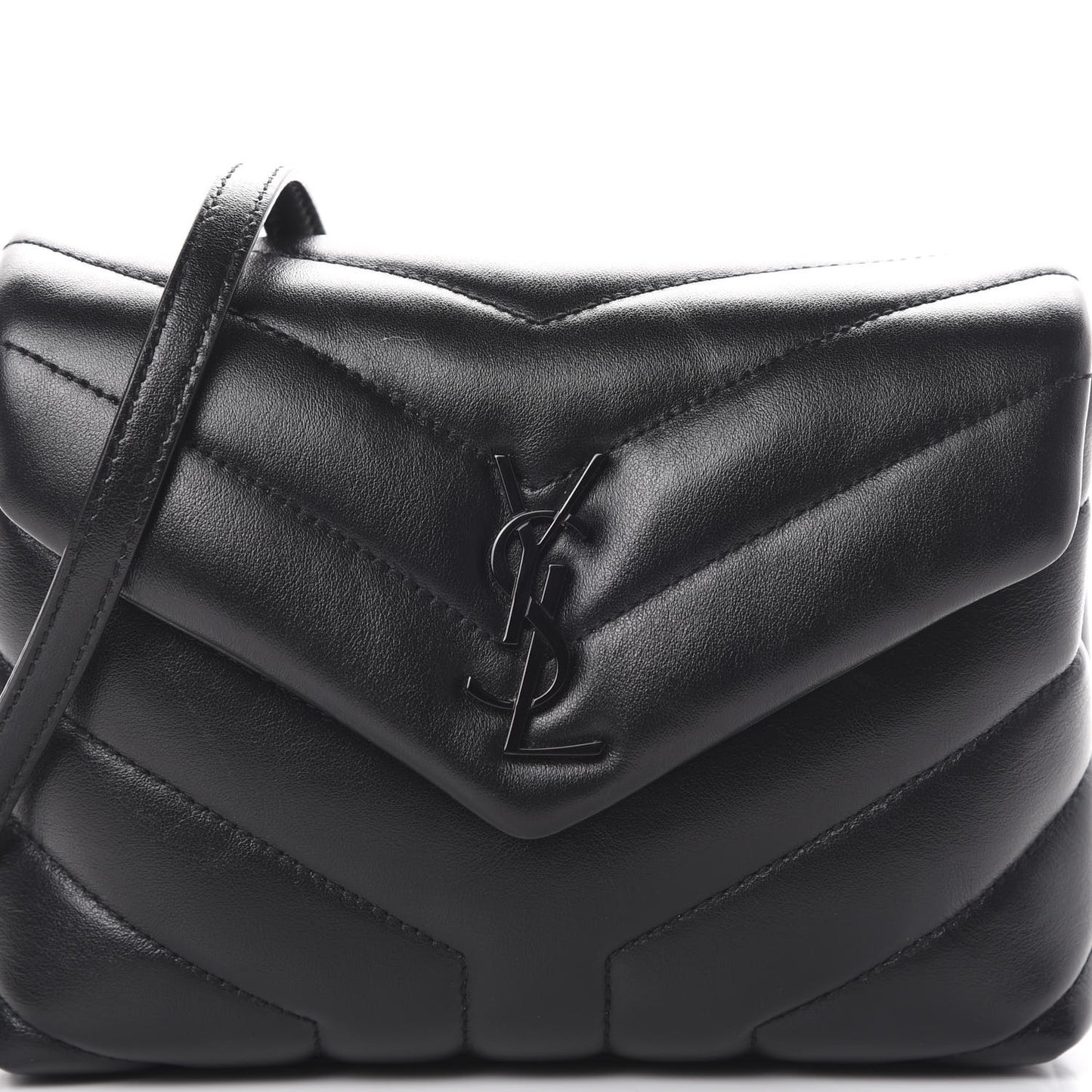 Calfskin Y Quilted Monogram Toy Loulou Crossbody Bag Black