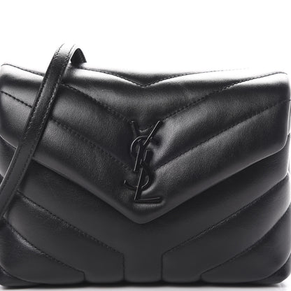 Saint Laurent Calfskin Y Quilted Monogram Toy Loulou Crossbody Bag Black 7 of 9