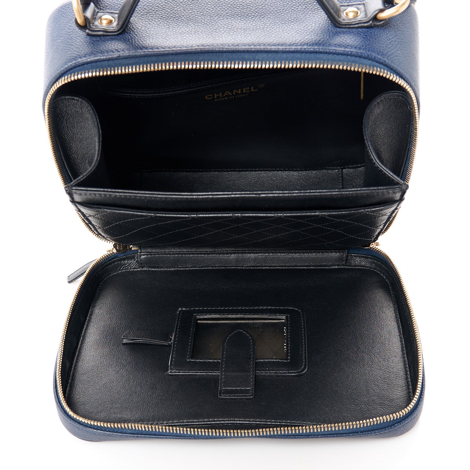 Chanel Caviar Quilted Large CC Filigree Vanity Case Navy Black 6 of 12