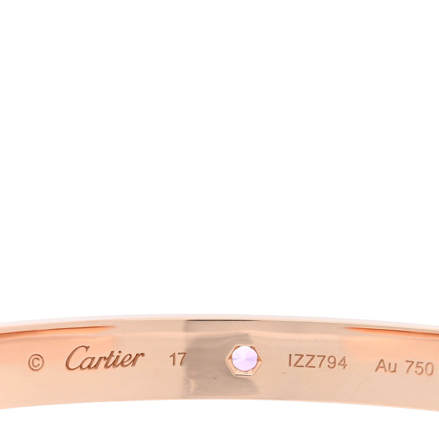 18K Pink Gold Pink Sapphire LOVE Cuff Bracelet 17