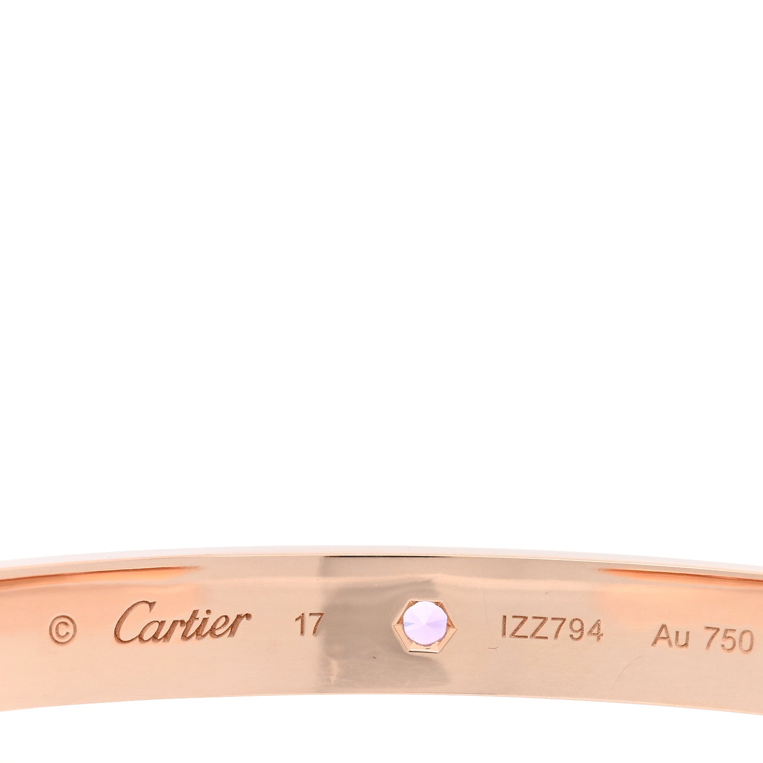 Cartier 18K Pink Gold Pink Sapphire LOVE Cuff Bracelet 17 3 of 4