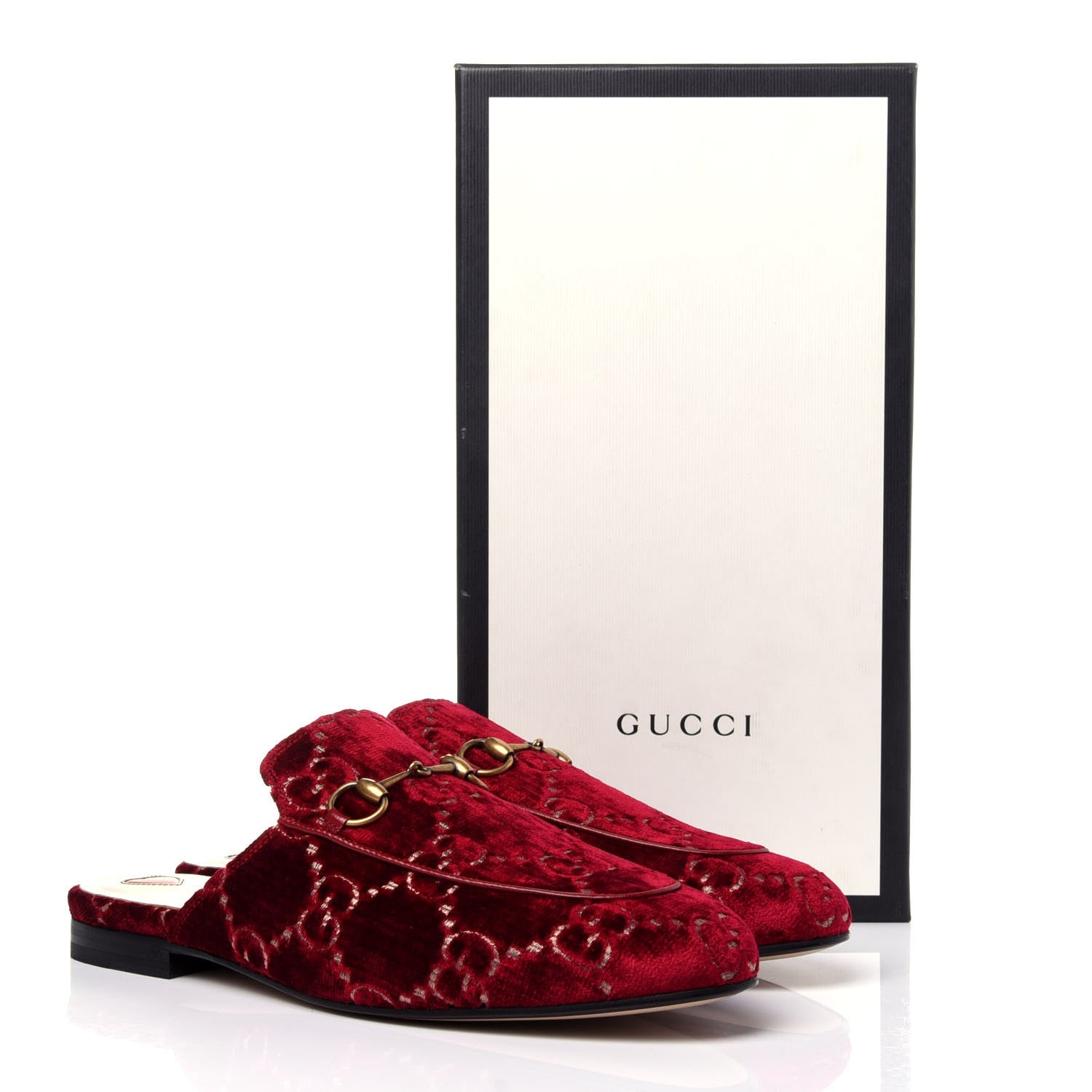 Gucci Velvet GG Monogram Womens Princetown Slippers 39.5 Red Cipria 10 of 10
