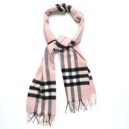 Burberry Cashmere Giant Heritage Check Fringe Scarf Ash Rose 1 of 4
