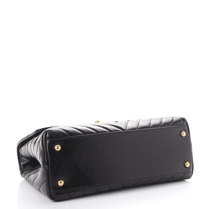 Chanel Calfskin Chevron Quilted Coco Handle Flap Black 5 of 10