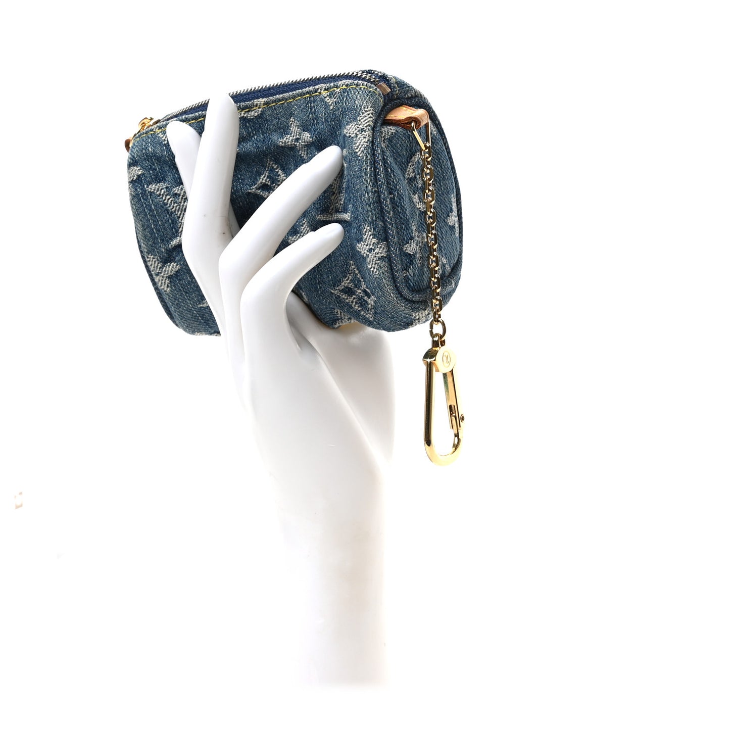Monogram Denim Pochette Speedy PM Key Holder Blue