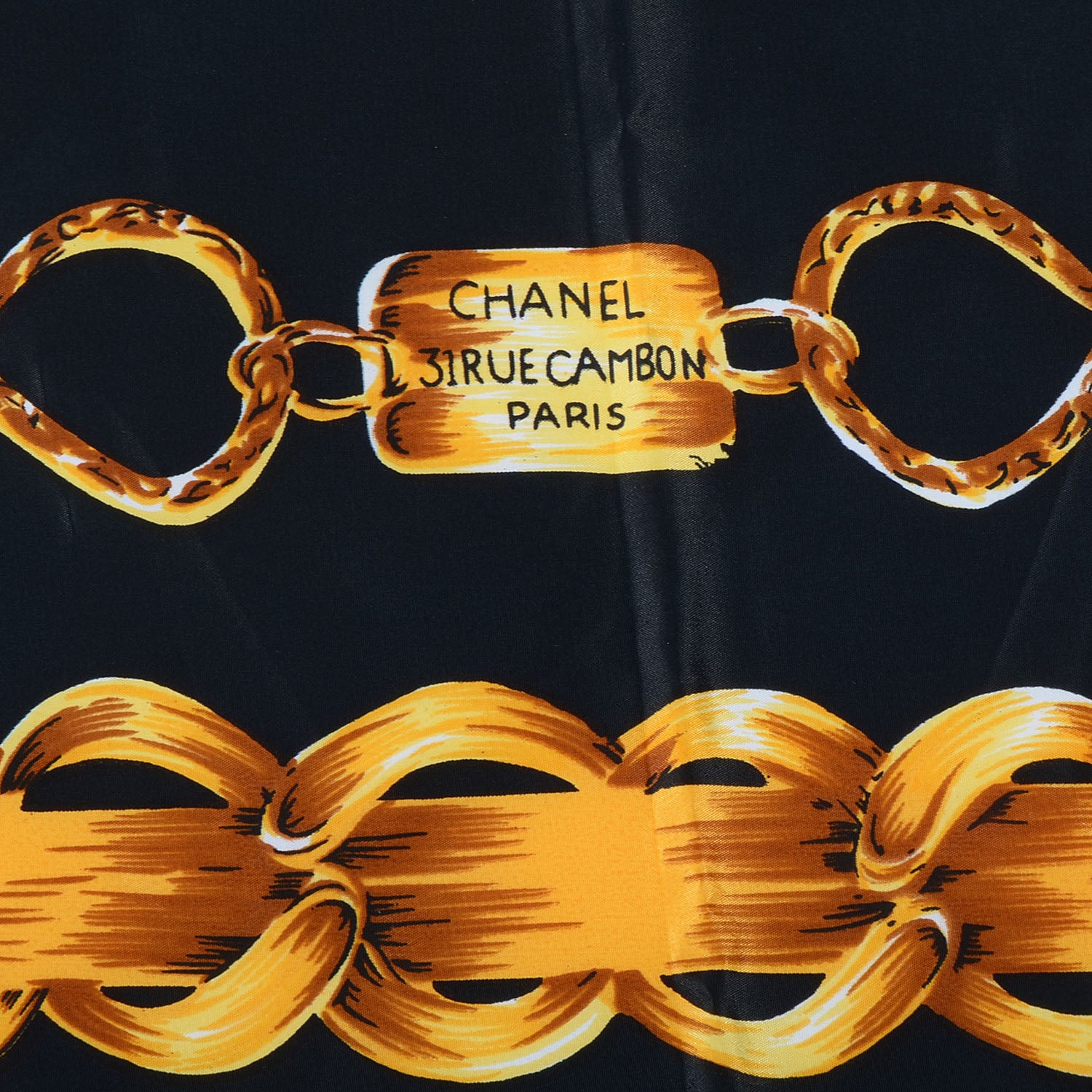 Chanel Silk 31 Rue Cambon Scarf Black Gold 5 of 6