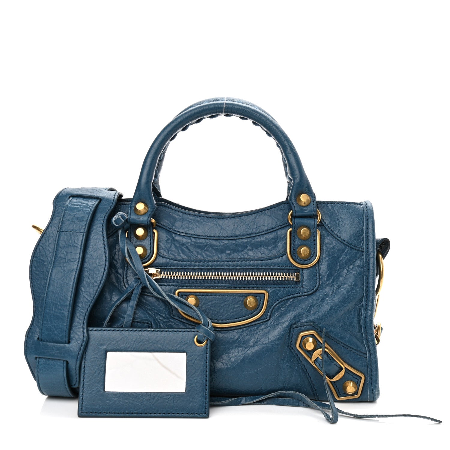 Balenciaga Chevre Gold Metallic Edge Hardware Mini City Blue Profond 1 of 12