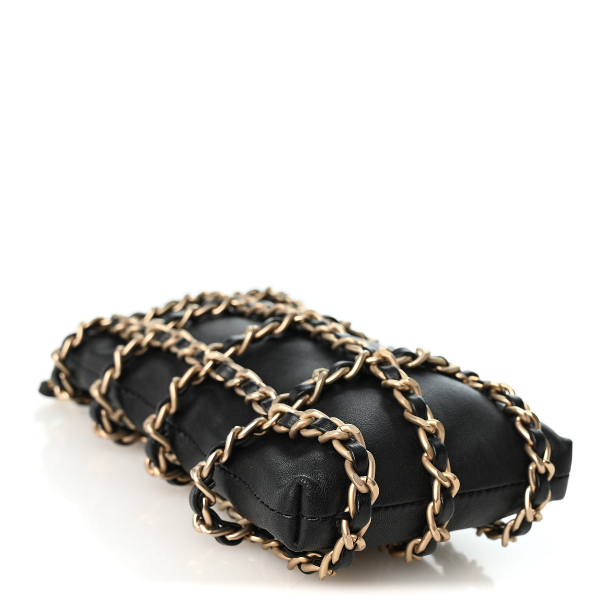Lambskin Tech Me Out Clutch With Chain Black