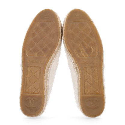 Chanel Tweed Grosgrain CC Espadrilles 36 White Beige 7 of 10