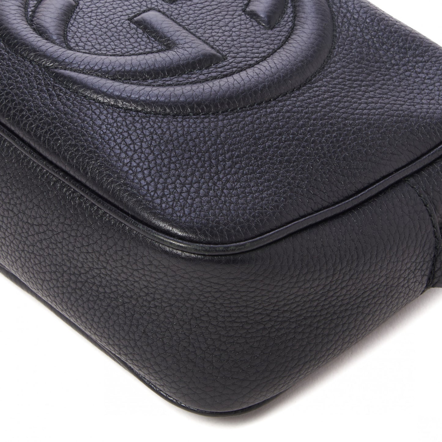 Pebbled Calfskin Small Soho Disco Bag Black