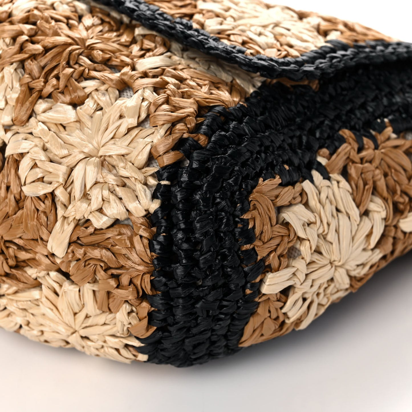 Raffia Azalea Calfskin Crochet Flower Small GG Marmont Shoulder Bag Natural Ecru Black
