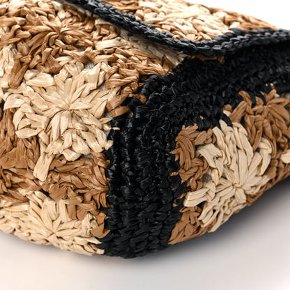 Gucci Raffia Azalea Calfskin Crochet Flower Small GG Marmont Shoulder Bag Natural Ecru Black 10 of 10