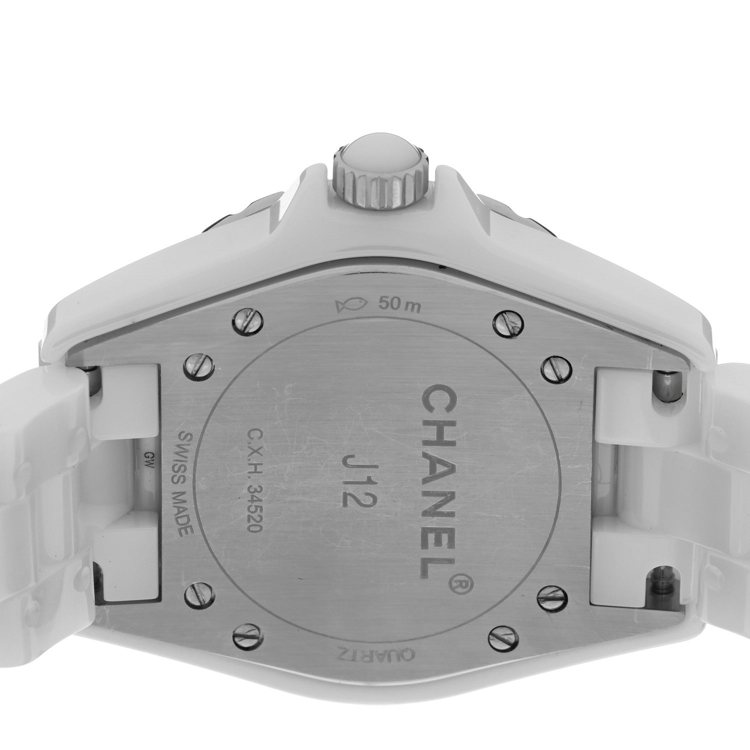 Chanel Stainless Steel Ceramic Diamond Bezel 33mm J12 Quartz Watch White 4 of 5