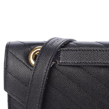 Saint Laurent Grain De Poudre Matelasse Chevron Large Monogram Satchel Black 15 of 19