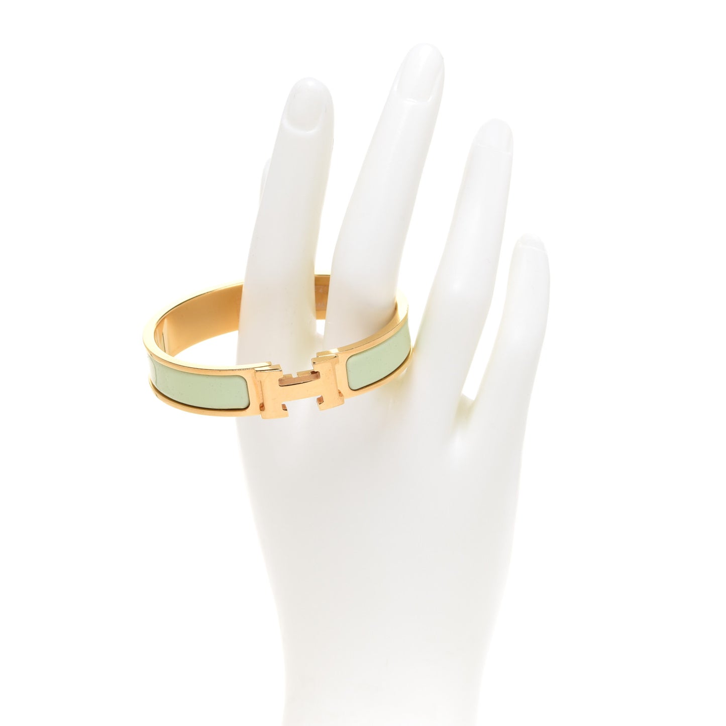 Enamel Narrow Clic Clac H Bracelet PM Vert Amande