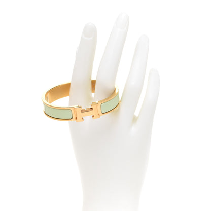 Hermes Enamel Narrow Clic Clac H Bracelet PM Vert Amande 2 of 6