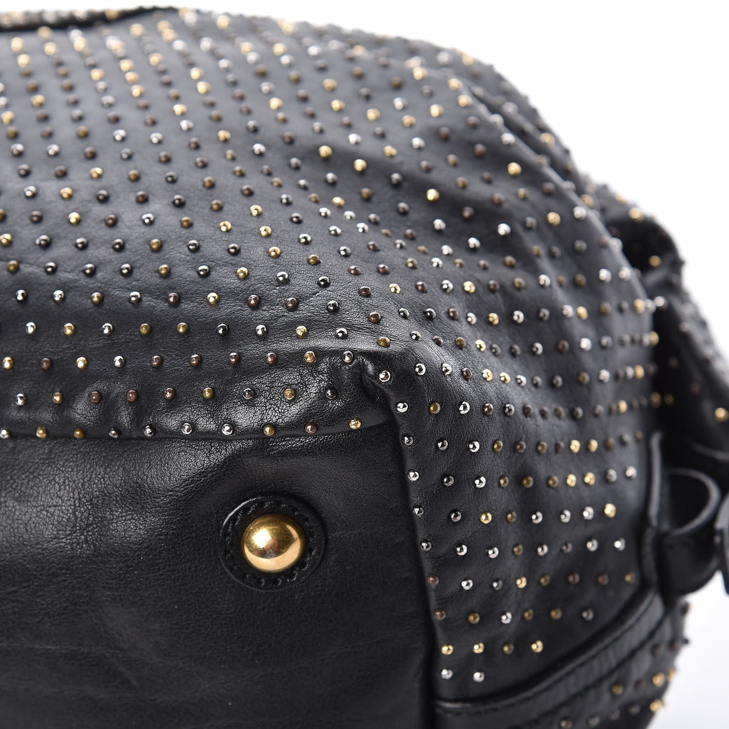 Calfskin Rock Studded Easy Sac Black