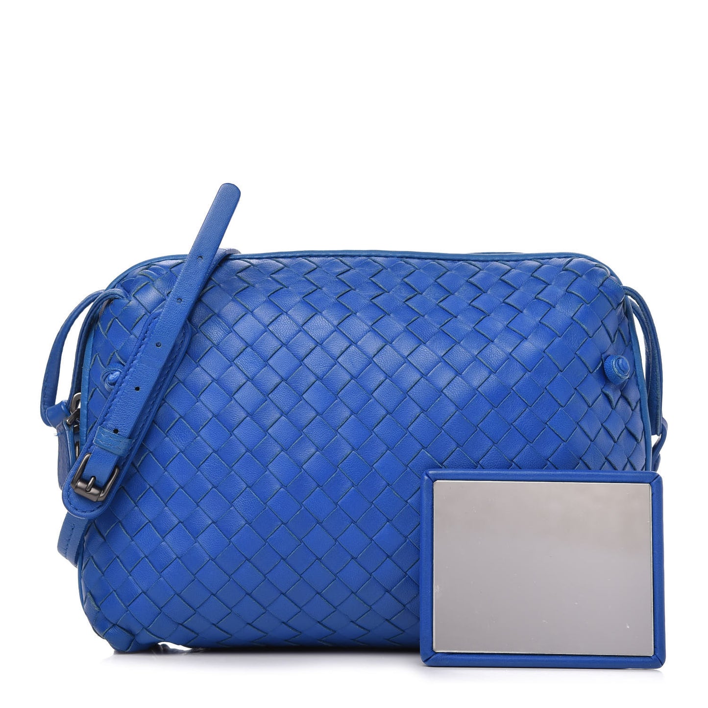Nappa Intrecciato Nodini Crossbody Messenger Signal Blue