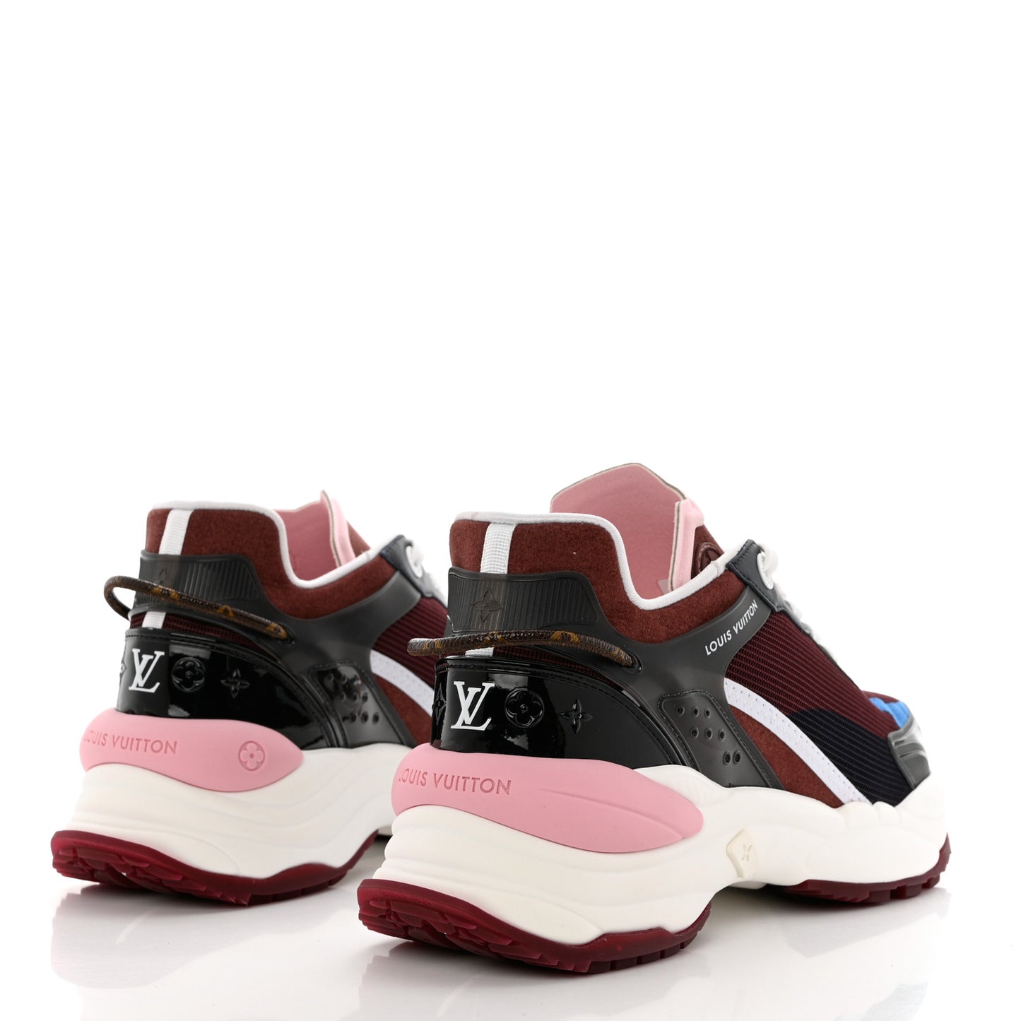 Mix Materials Suede Calfskin Run 55 Sneakers 41 Burgundy