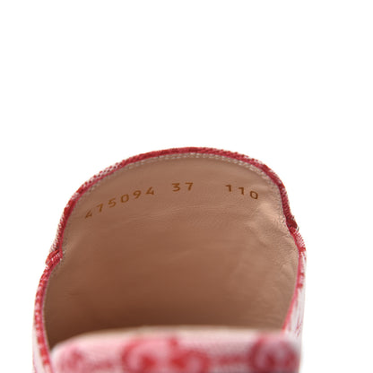 Gucci Canvas GG Monogram Horsebit Womens Princetown Slippers 37 Gardenia Hibiscus Red 8 of 9