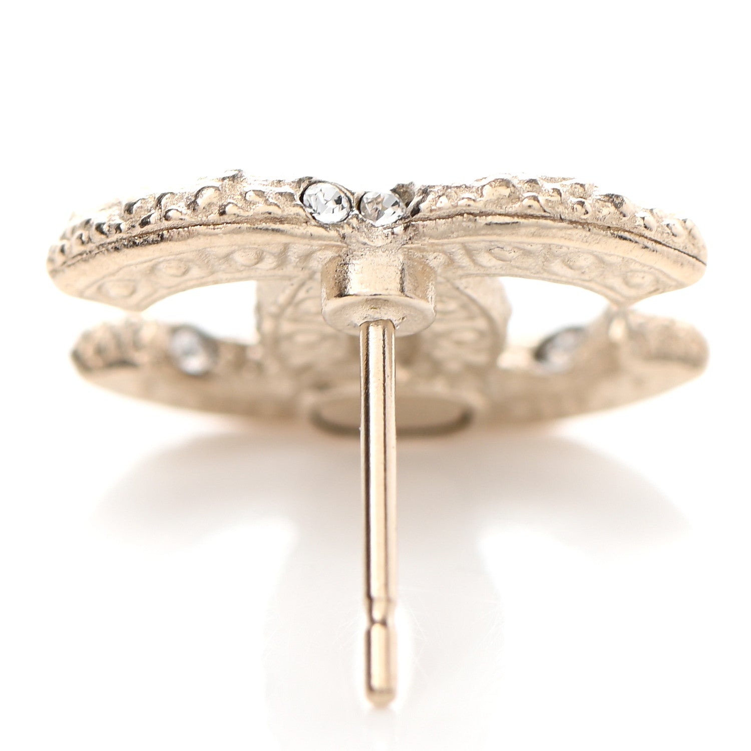 Chanel Pearl Crystal CC Earrings Light Gold 5 of 6