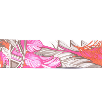 Hermes Silk La Danse Pacifique Twilly Orange Fuchsia Kaki 3 of 4