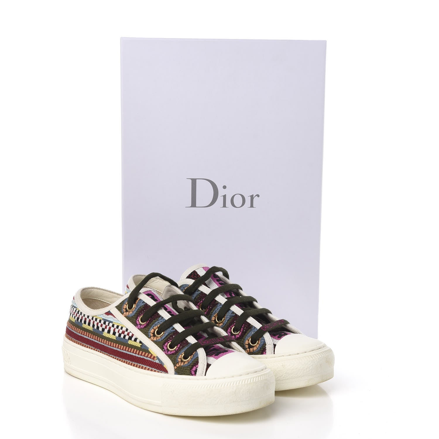 Christian Dior Canvas Ethnic Embroidered Womens Walk'N'Dior Low Top Sneakers 36.5 Fuchsia 11 of 11