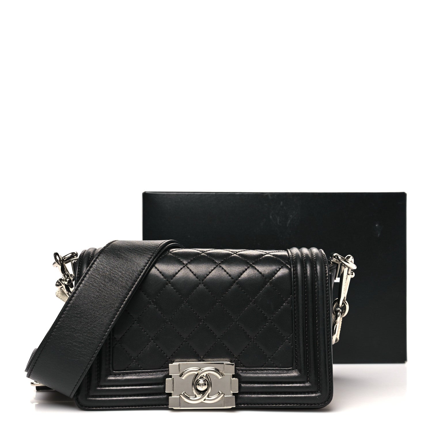 Chanel Lambskin Galuchat Stingray Small Boy Crossbody Flap Black 11 of 11