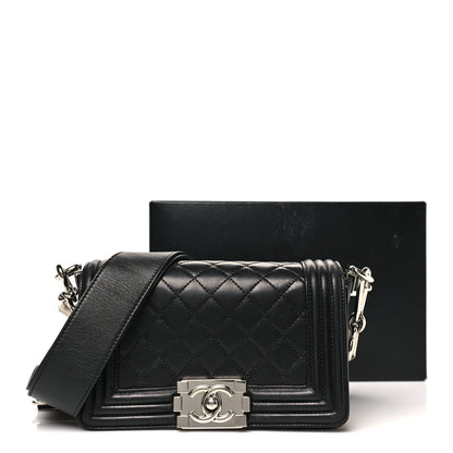 Chanel Lambskin Galuchat Stingray Small Boy Crossbody Flap Black 11 of 11