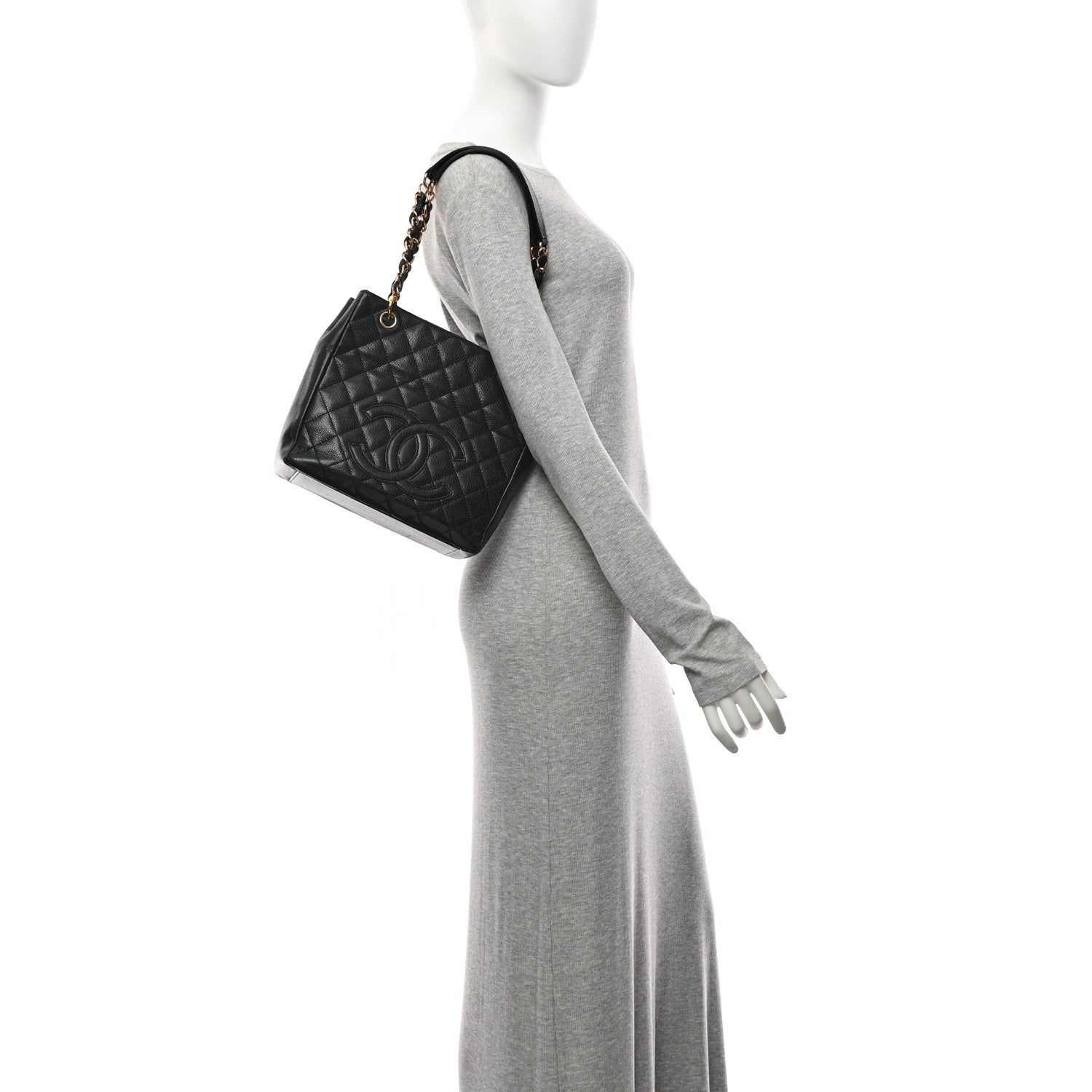 Chanel Caviar Quilted Petit Shopping Tote PST Black 2 of 10