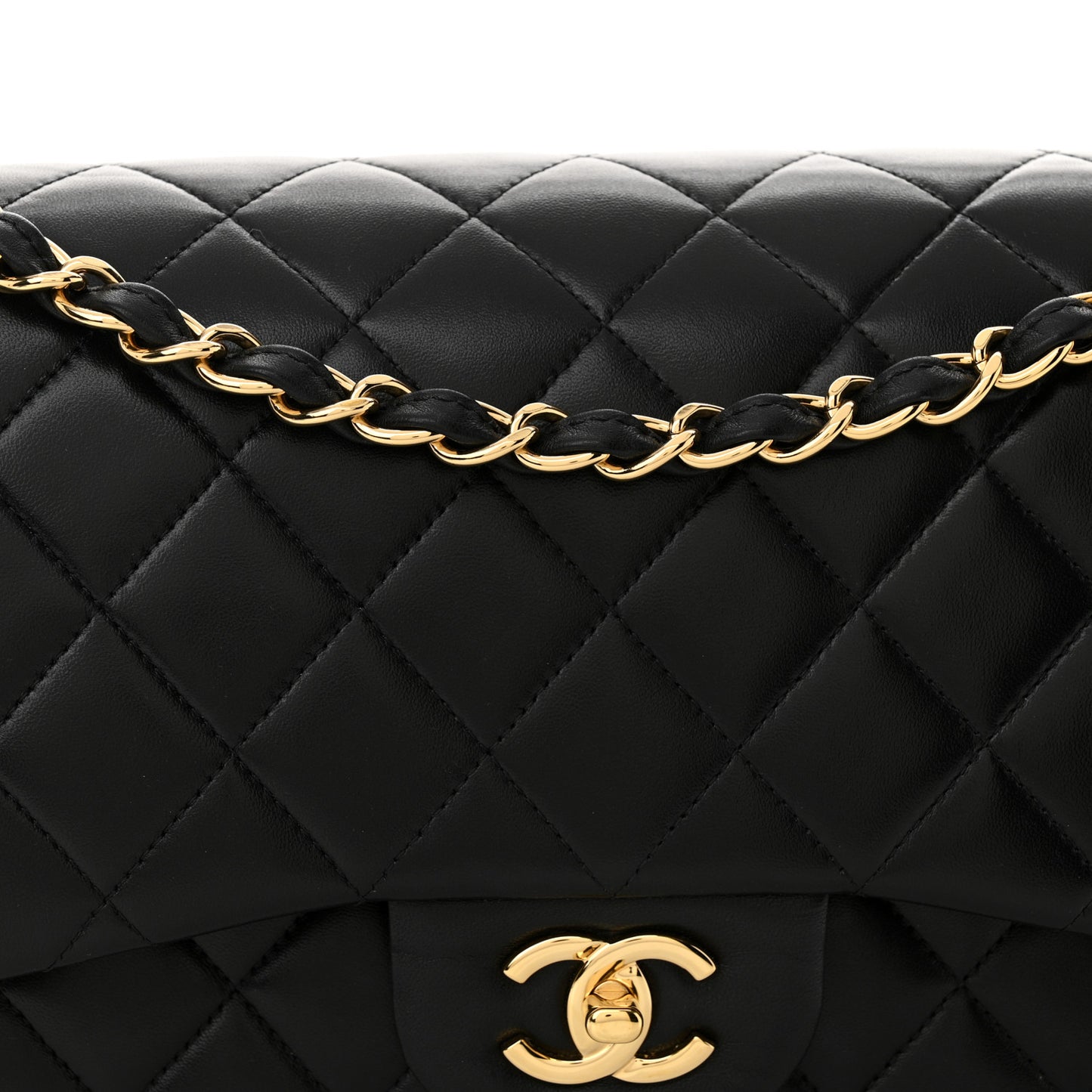 Lambskin Quilted Jumbo Double Flap Black