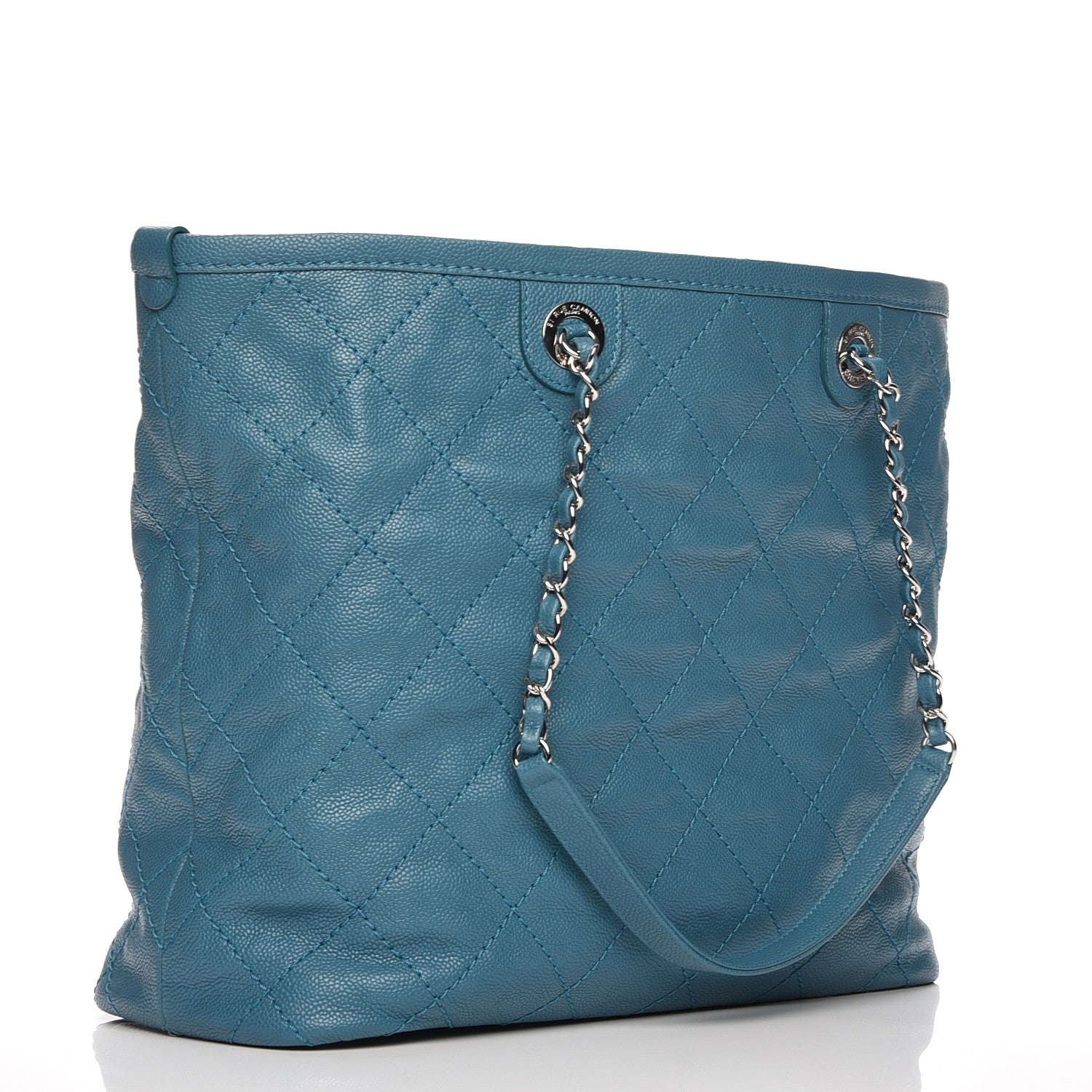 Chanel Grained Calfskin Quilted Small Daily Shopping Tote Turquoise 3 of 7