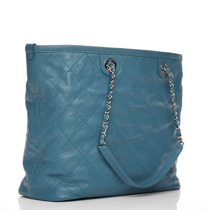 Chanel Grained Calfskin Quilted Small Daily Shopping Tote Turquoise 3 of 7