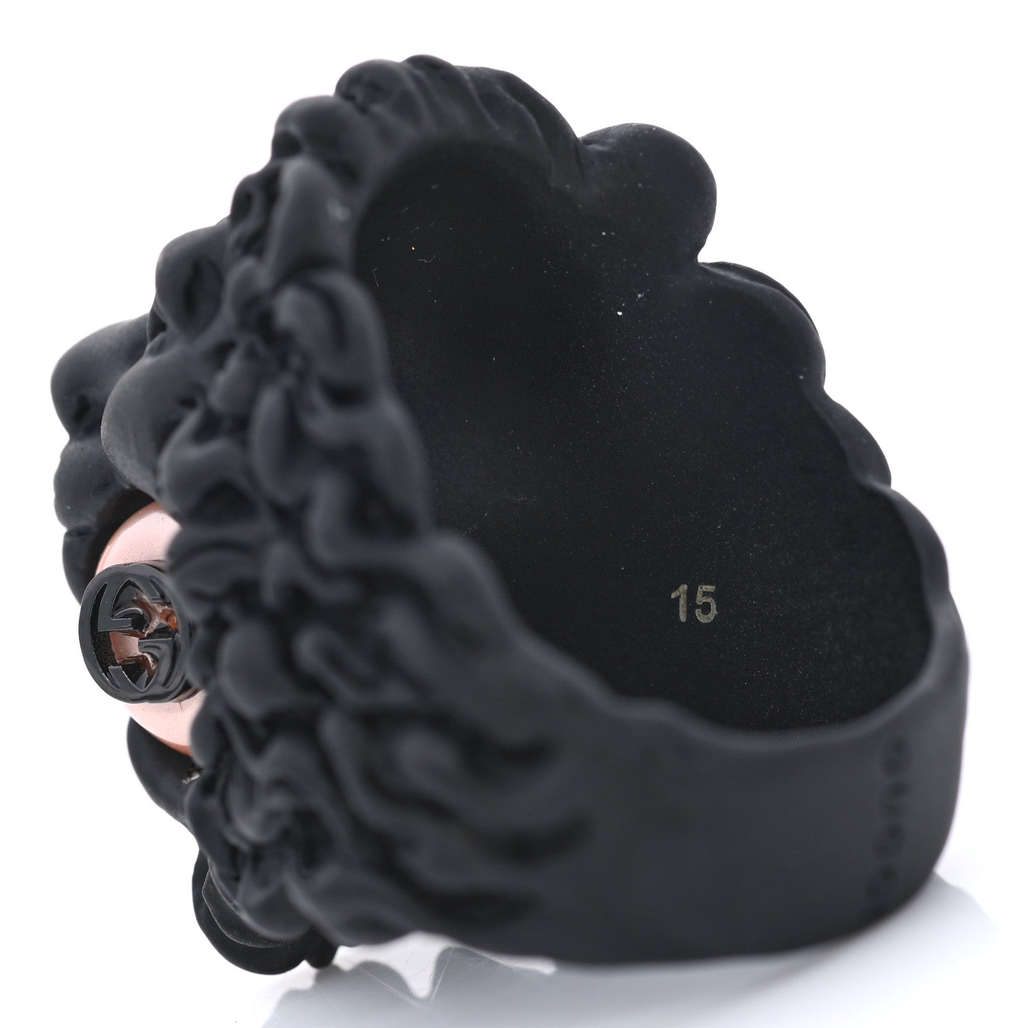 Gucci Glass Pearl Lion Head Ring 7 Black Pink 6 of 7