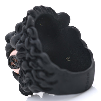 Gucci Glass Pearl Lion Head Ring 7 Black Pink 6 of 7