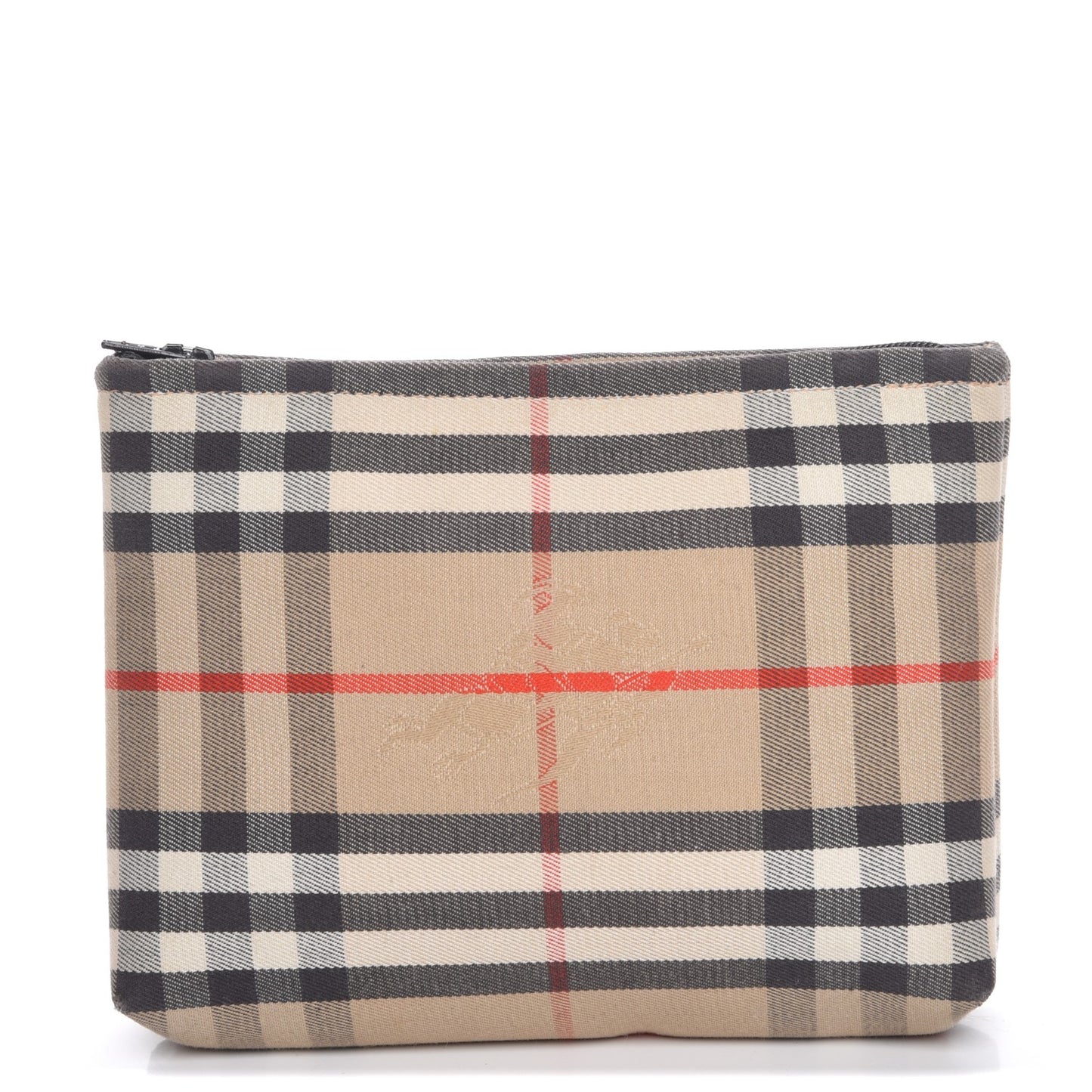 Canvas Horseferry Check Cosmetic Pouch Camel