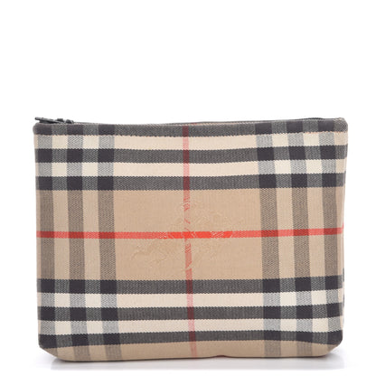 Burberry Canvas Horseferry Check Cosmetic Pouch Camel 1 of 7