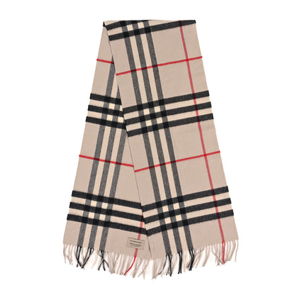 Burberry Cashmere Giant Check Fringe Scarf Ivory Camel 2 of 3